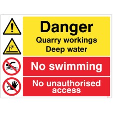 Danger - Quarry Workings - Deep Water - No Swimming - Keep out