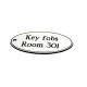 Key Fob - White with Black Text - Oval