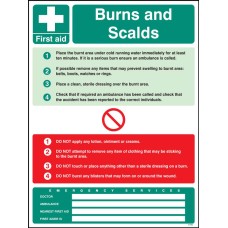 First Aid Burns and Scalds Wall Panel