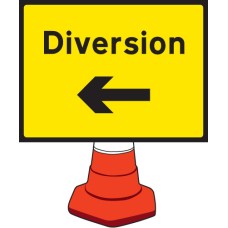 Diversion - Arrow Left - Cone Sign