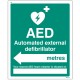 AED Located in __ Metres - Arrow left