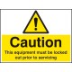 Caution - this Equipment Must be Locked Out Prior to Servicing