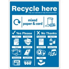 Paper & Cardboard - WRAP Recycle Here Sign