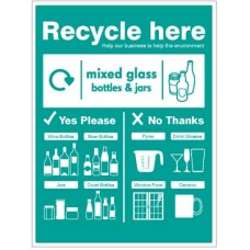 Mixed glass Bottles & jars - WRAP Recycle Here Sign