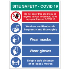 Coronavirus Portrait Site Safety Board with 5 Messages - 2m